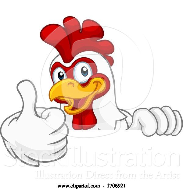 Vector Illustration of Cartoon Chicken Rooster Cockerel Bird Character