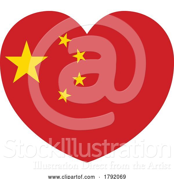 Vector Illustration of Cartoon China Chinese Flag Heart Concept