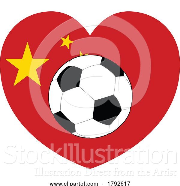 Vector Illustration of Cartoon China Chinese Flag Heart Soccer Football Concept