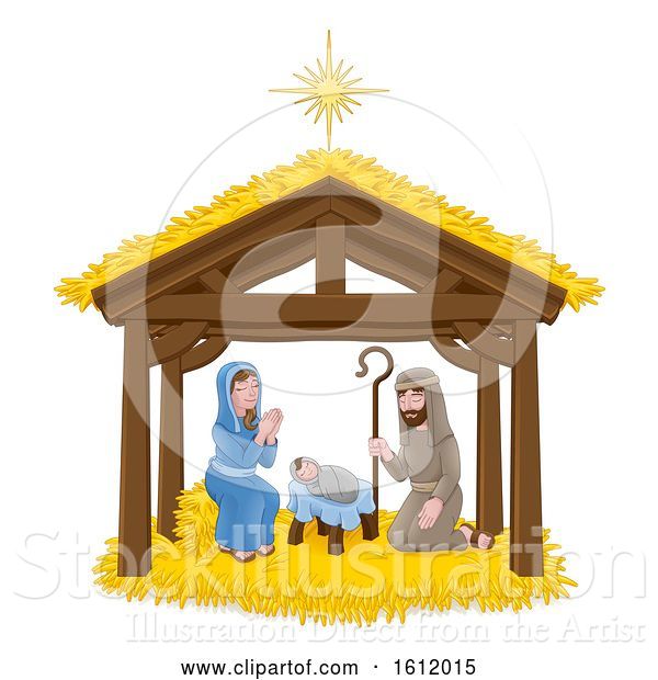 Vector Illustration of Cartoon Christmas Nativity Scene Cartoon