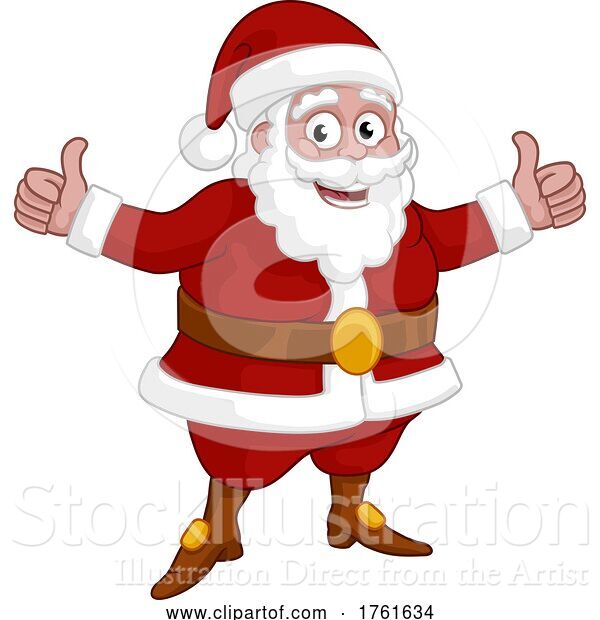 Vector Illustration of Cartoon Christmas Santa Claus Giving Thumbs up