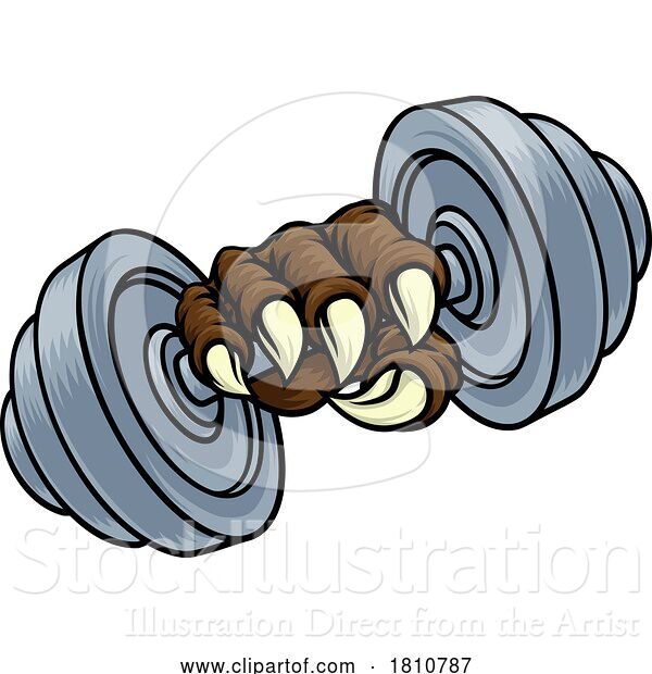 Vector Illustration of Cartoon Claw Dumb Bell Gym Weight Dumbbell Monster Hand