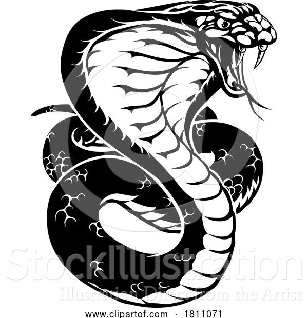 Vector Illustration of Cartoon Cobra Snake Animal Sport Team Mascot