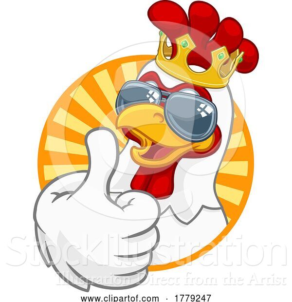 Vector Illustration of Cartoon Cool King Chicken Rooster Cockerel Bird Cartoon