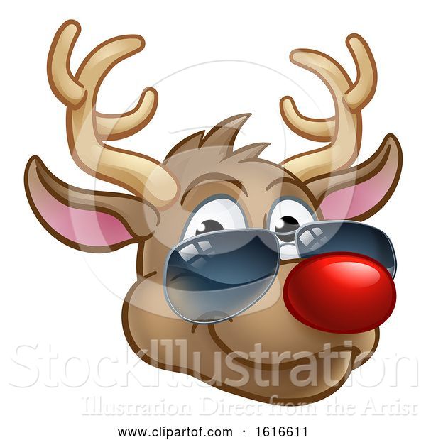 Vector Illustration of Cartoon Cool Reindeer Christmas Character Shades