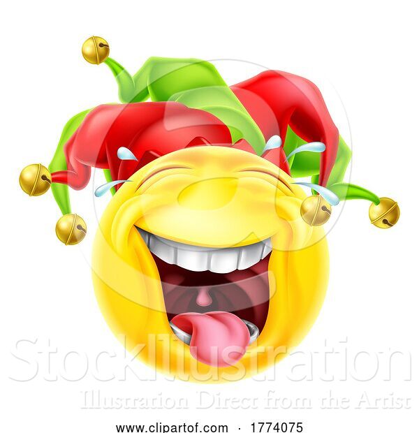Vector Illustration of Cartoon Court Jester Joker Fool Emoticon Icon