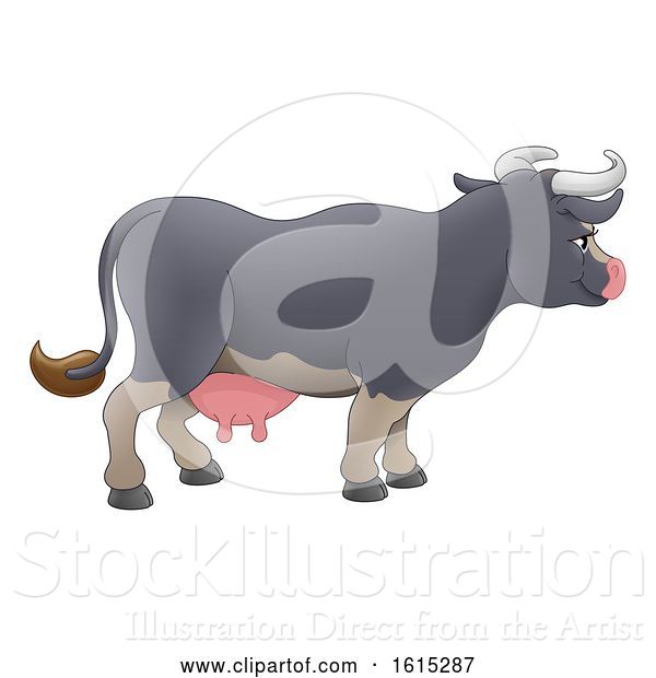 Vector Illustration of Cartoon Cow Animal Character