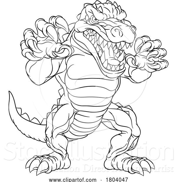 Vector Illustration of Cartoon Crocodile Alligator Lizard Dino Monster