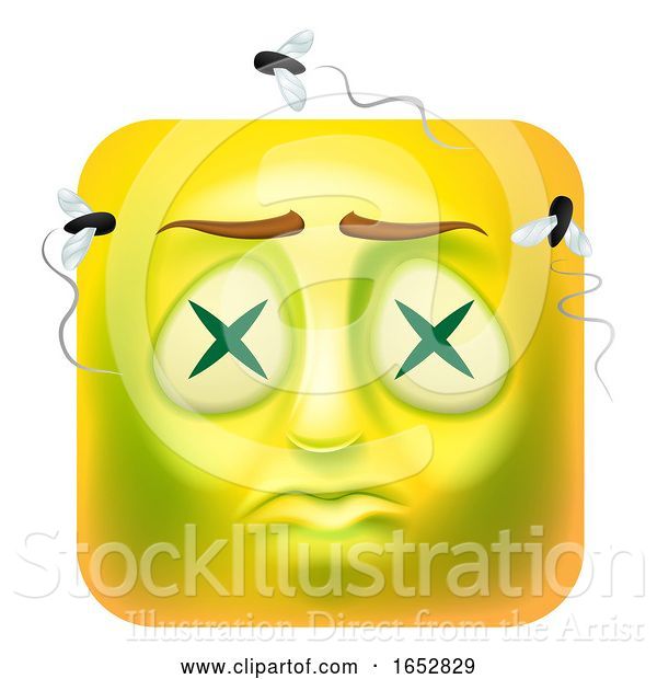 Vector Illustration of Cartoon Dead Zombie Emoji Emoticon Icon Character
