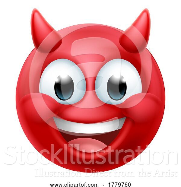 Vector Illustration of Cartoon Devil Emoji Emoticon Guy Face Icon Mascot