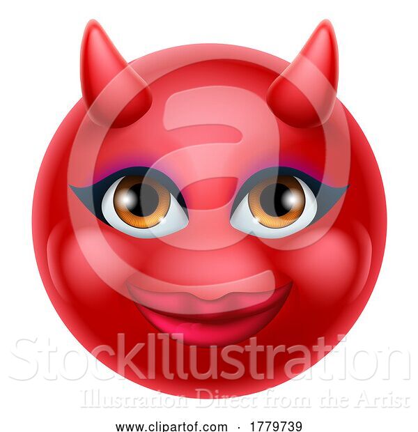 Vector Illustration of Cartoon Devil Emoji Emoticon Guy Face Icon Mascot