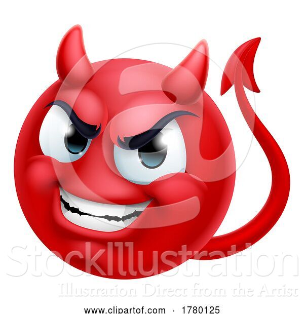 Vector Illustration of Cartoon Devil Emoji Emoticon Guy Face Icon Mascot