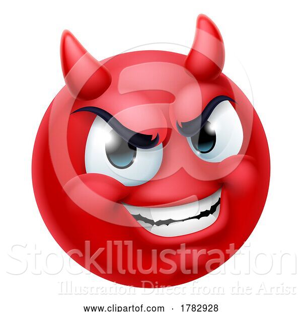 Vector Illustration of Cartoon Devil Emoji Emoticon Guy Face Icon Mascot