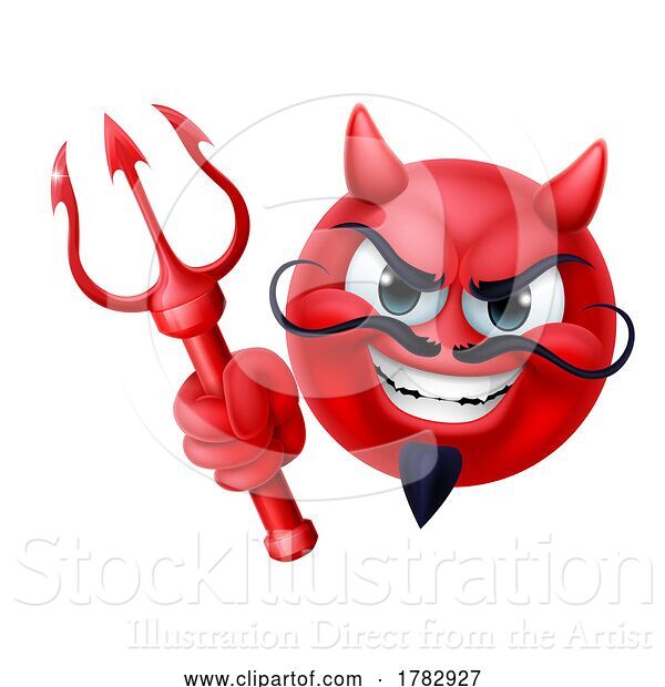 Vector Illustration of Cartoon Devil Emoji Emoticon Guy Face Icon Mascot