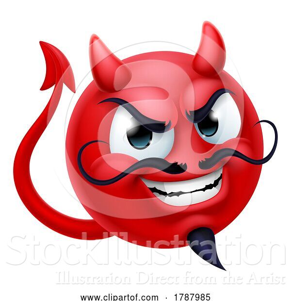 Vector Illustration of Cartoon Devil Emoji Emoticon Guy Face Icon Mascot