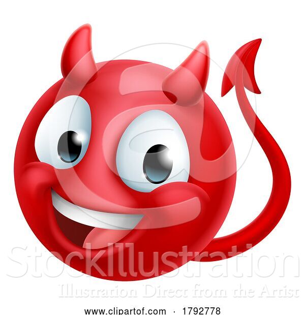 Vector Illustration of Cartoon Devil Emoji Emoticon Guy Face Icon Mascot