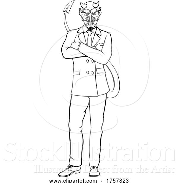 Vector Illustration of Cartoon Devil Evil Business Man in Suit