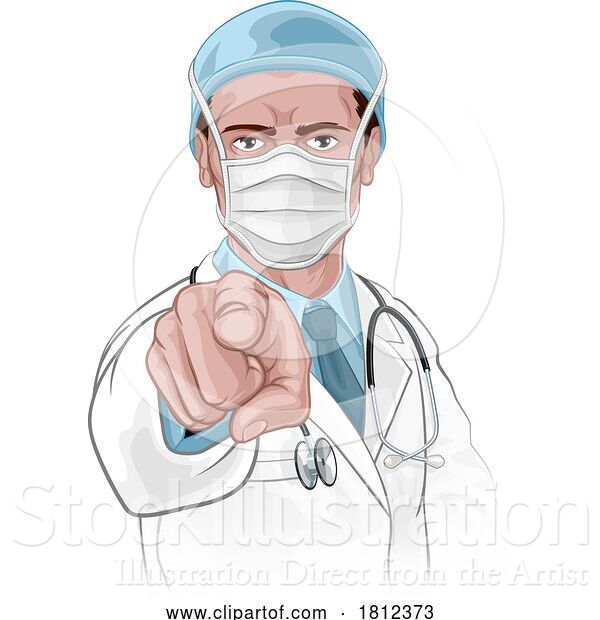 Vector Illustration of Cartoon Doctor Pointing Your Country Needs Wants You