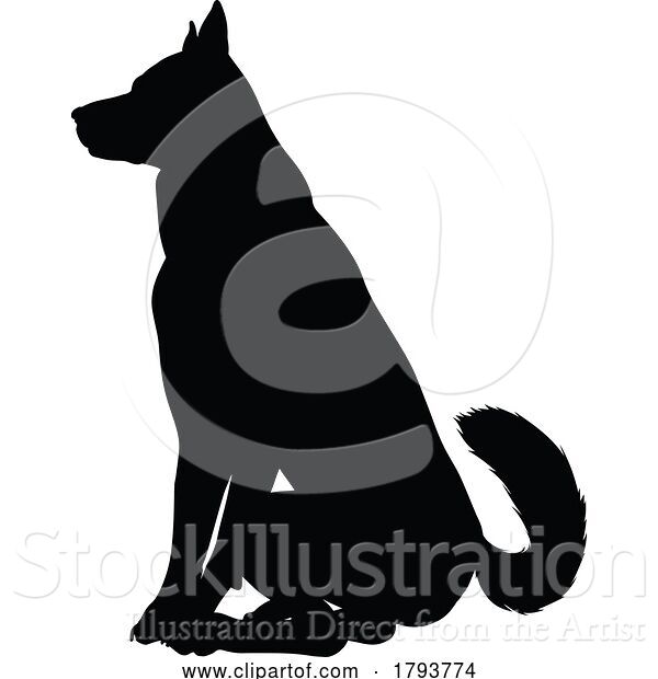 Vector Illustration of Cartoon Dog Silhouette Pet Animal