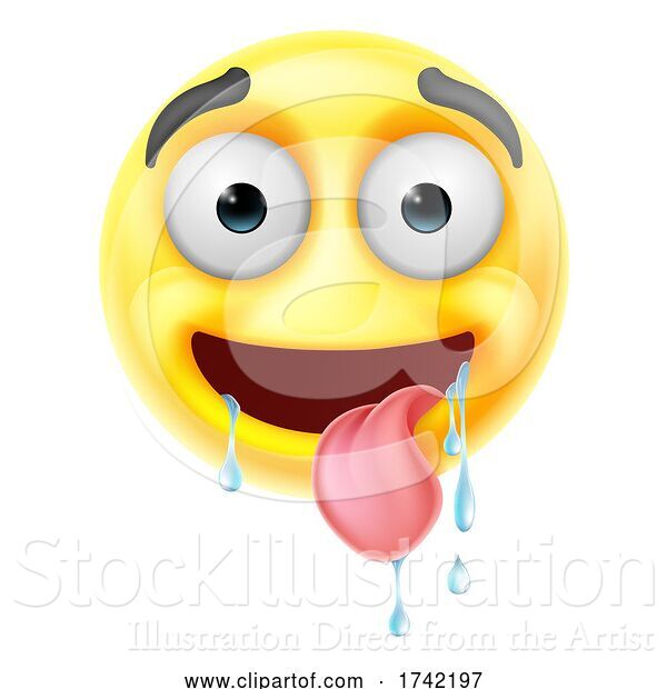 Vector Illustration of Cartoon Drooling Saliva Emoticon Tongue Face Cartoon