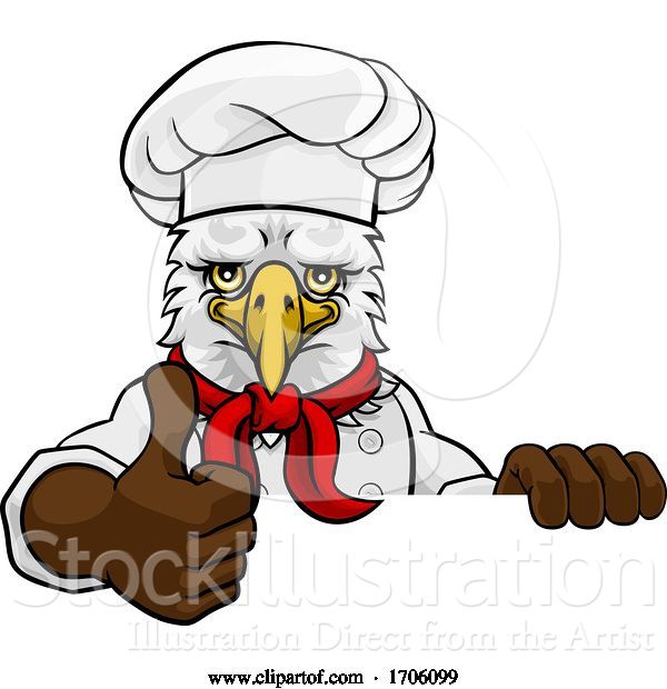 Vector Illustration of Cartoon Eagle Chef Mascot Sign Character