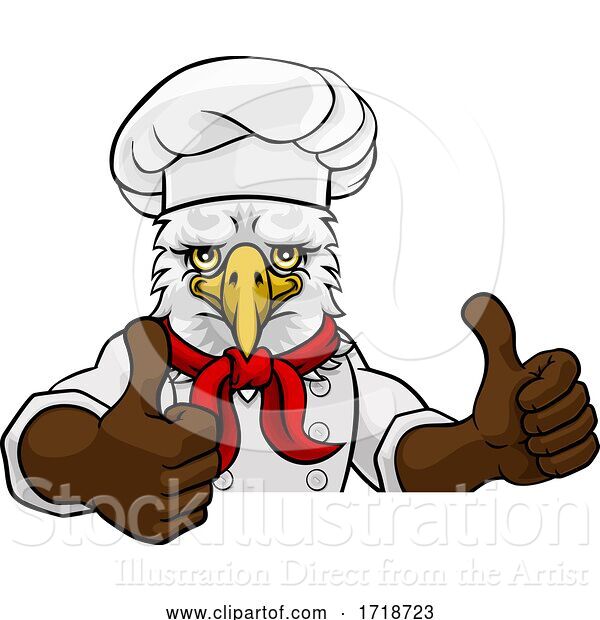 Vector Illustration of Cartoon Eagle Chef Mascot Sign Character