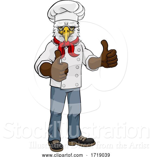 Vector Illustration of Cartoon Eagle Chef Mascot Thumbs up Cartoon