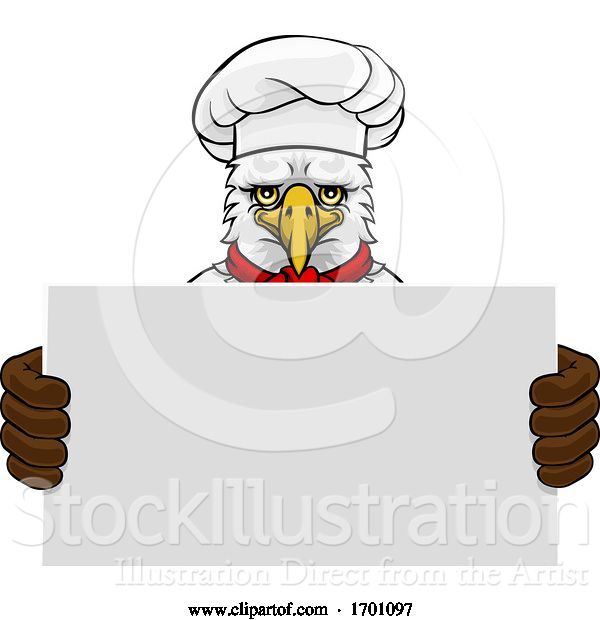 Vector Illustration of Cartoon Eagle Chef Restaurant Mascot Sign