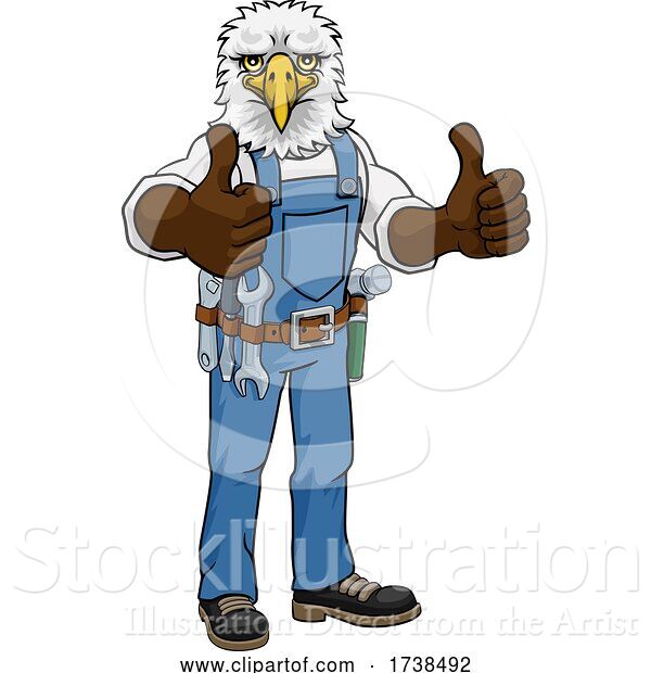 Vector Illustration of Cartoon Eagle Construction Mascot Handyman
