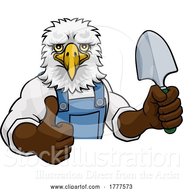 Vector Illustration of Cartoon Eagle Gardener Gardening Animal Mascot