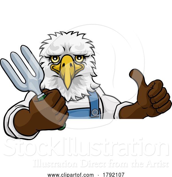 Vector Illustration of Cartoon Eagle Gardener Gardening Animal Mascot