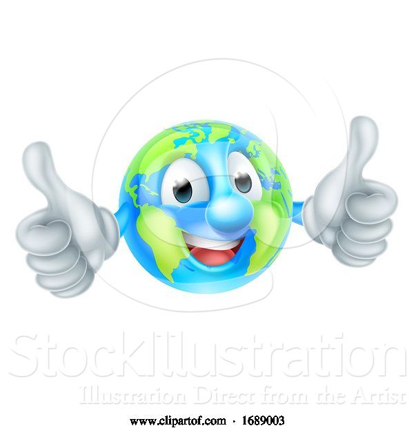 Vector Illustration of Cartoon Earth Day Mascot World Globe Character