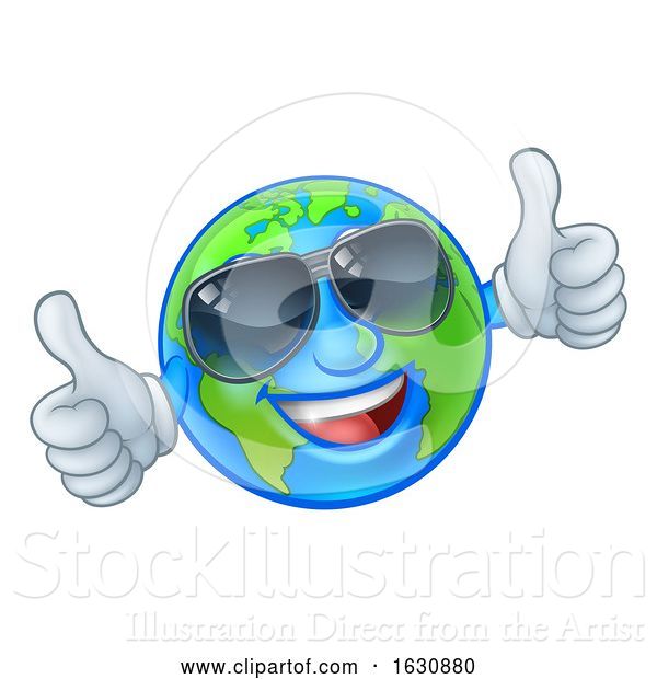 Vector Illustration of Cartoon Earth Globe Sunglasses Shades World Mascot