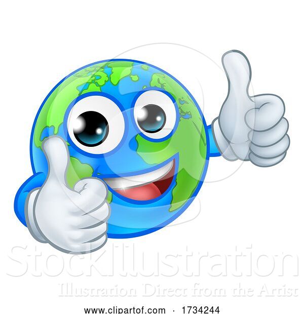 Vector Illustration of Cartoon Earth Globe World Character Mascot