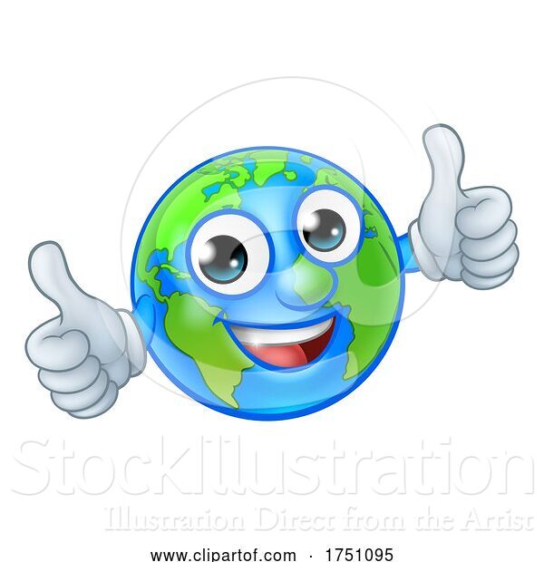 Vector Illustration of Cartoon Earth Globe World Character Mascot