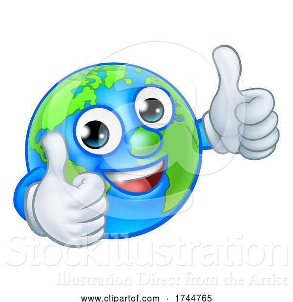 Vector Illustration of Cartoon Earth Globe World Mascot Character