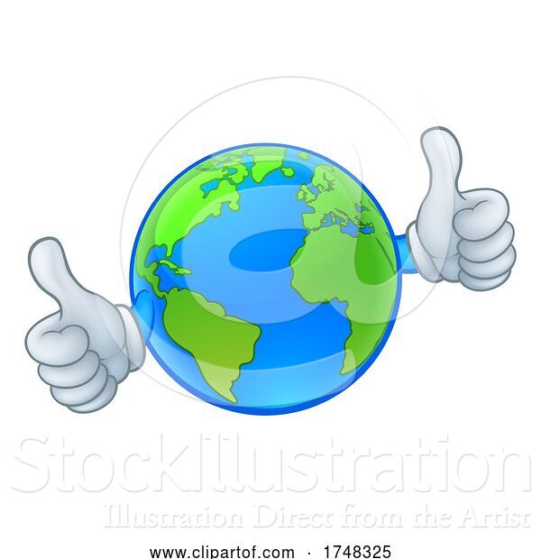 Vector Illustration of Cartoon Earth Globe World Mascot Character