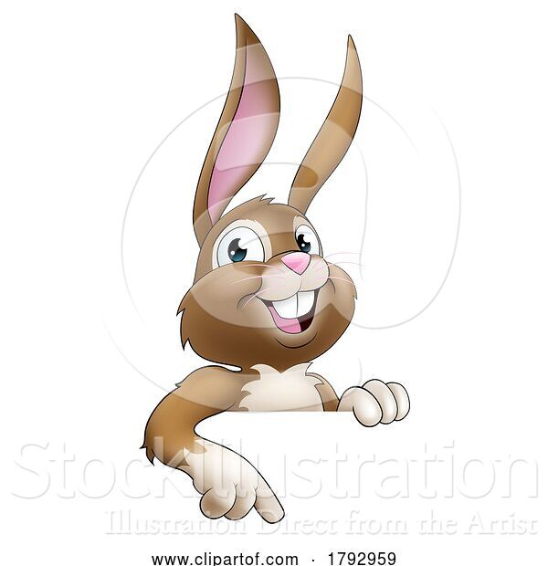 Vector Illustration of Cartoon Easter Bunny Rabbit Character Peeking Sign