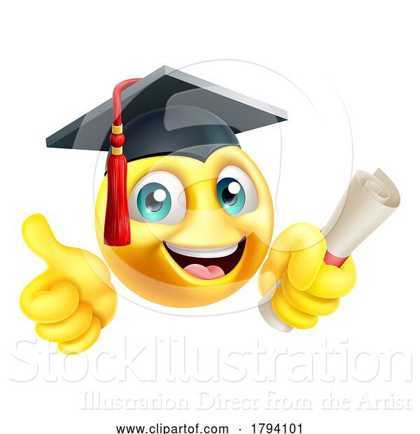 Vector Illustration of Cartoon Education School College Graduate Emoji Emoticon