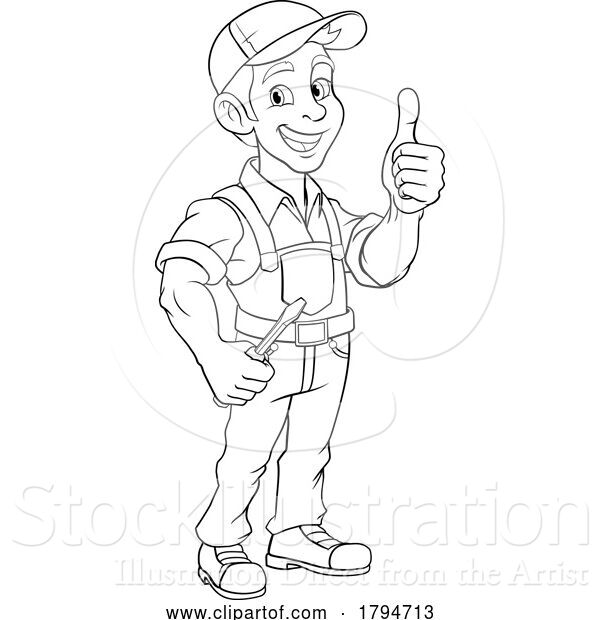 Vector Illustration of Cartoon Electrician Handyman Screwdriver Mascot