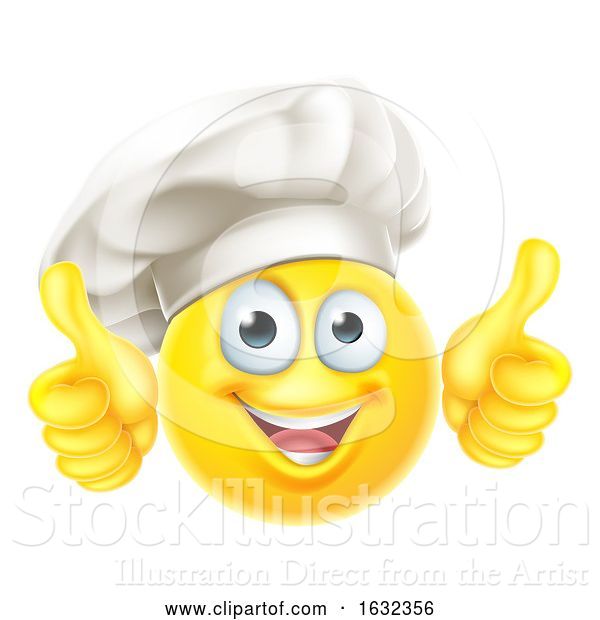 Vector Illustration of Cartoon Emoji Chef Cook Thumbs up