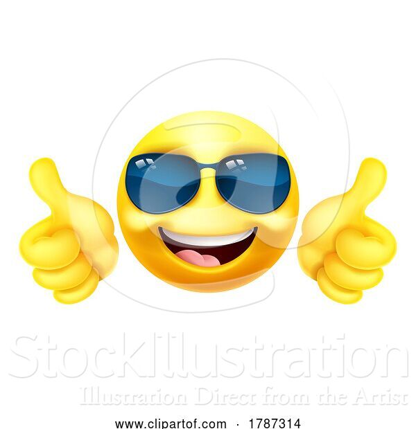 Vector Illustration of Cartoon Emoji Emoticon Face in Sunglasses Icon