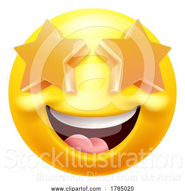 Vector Illustration of Cartoon Emoji Emoticon Face Star Eyes Icon