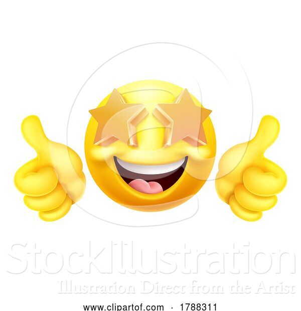 Vector Illustration of Cartoon Emoji Emoticon Face Star Eyes Icon