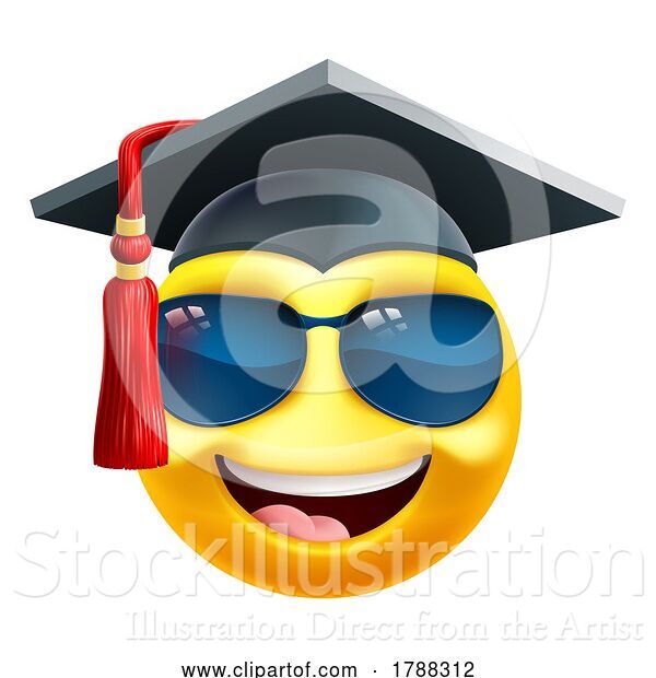 Vector Illustration of Cartoon Emoji Graduate College Sunglasses Emoticon