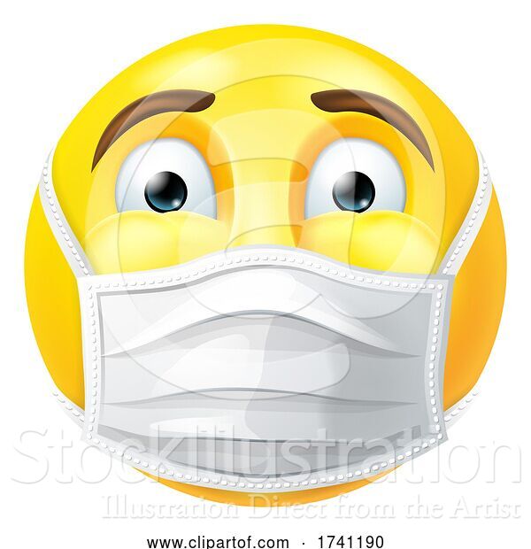 Vector Illustration of Cartoon Emoticon Emoji PPE Medical Mask Face Icon