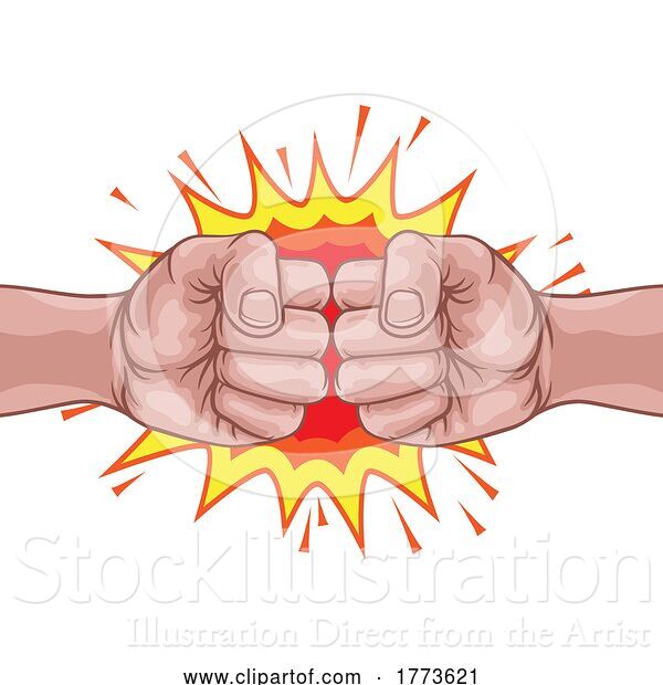 Vector Illustration of Cartoon Fist Bump Punch Fists Boxing Explosion