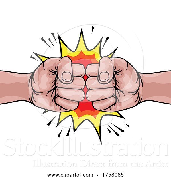 Vector Illustration of Cartoon Fists Boxing Bump Punch Explosion