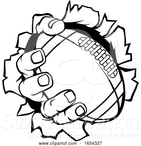 Vector Illustration of Cartoon Football Ball Hand Tearing Background