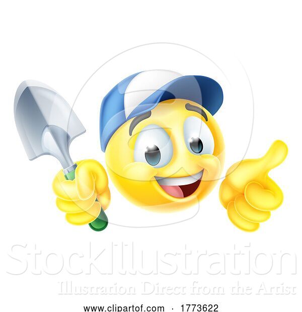 Vector Illustration of Cartoon Gardener Emoticon Face